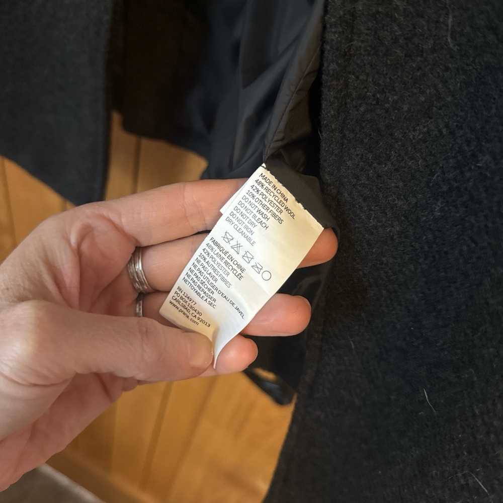 Prana Women's Black Double-Breasted Wool Pea Coat size xs - Picture 6 of 8
